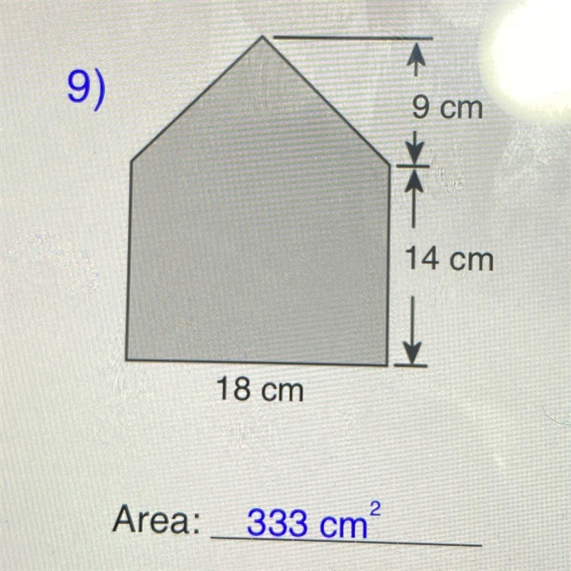 Find the area of the Compound shape The answer is 333 cm^2 I just need the steps....-example-1