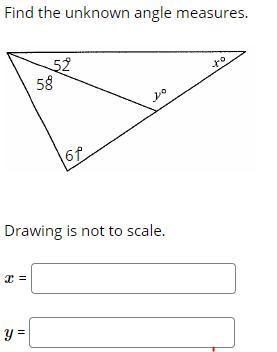 Find the unknown angle measures.-example-1