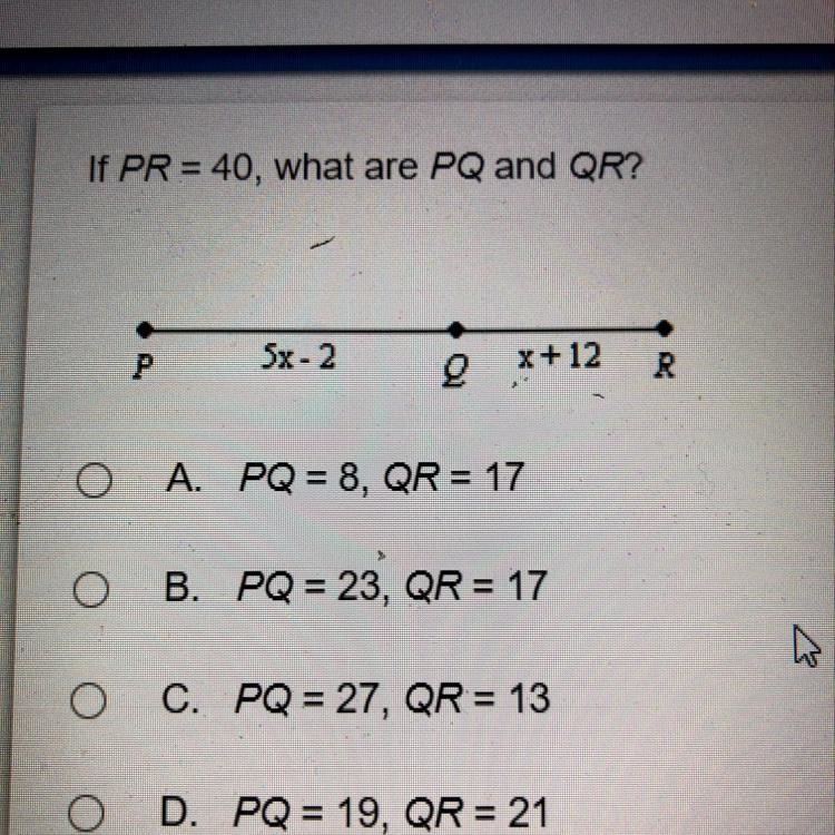 If PR=40, what are PQ and QR?-example-1