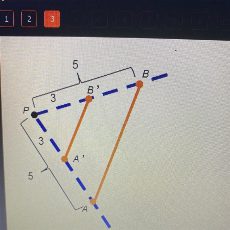 What is the scale factor of this dilation? 1/2 3/5 1 2/3 2-example-1