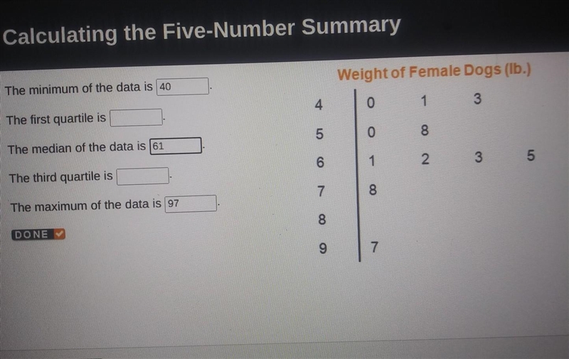 Calculating the five number summary​-example-1