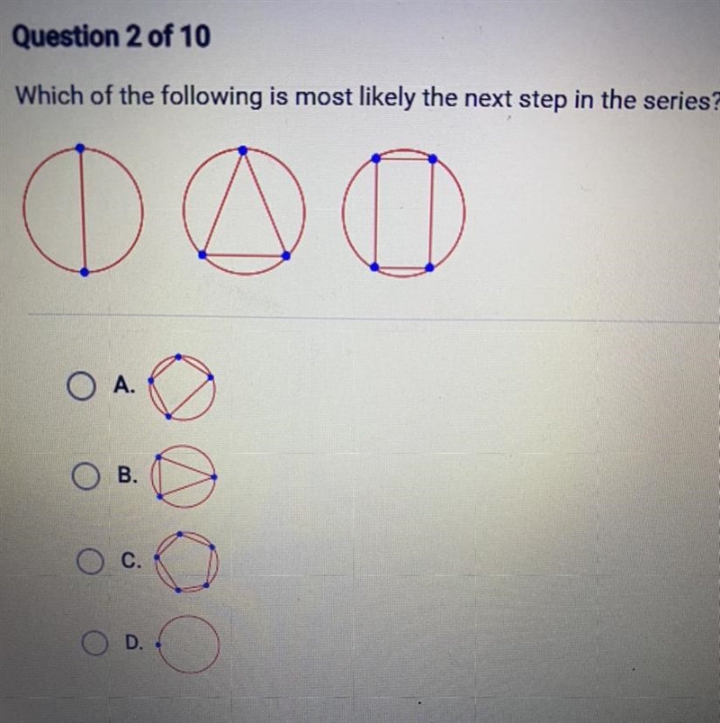 Which of the following is the most likely the next step in the series ?-example-1