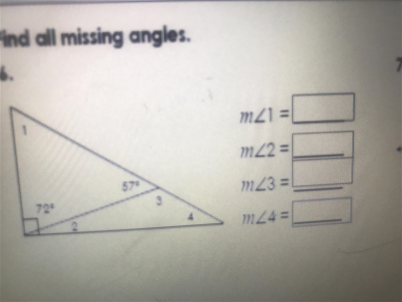 Find all missing angles 72* 57*-example-1