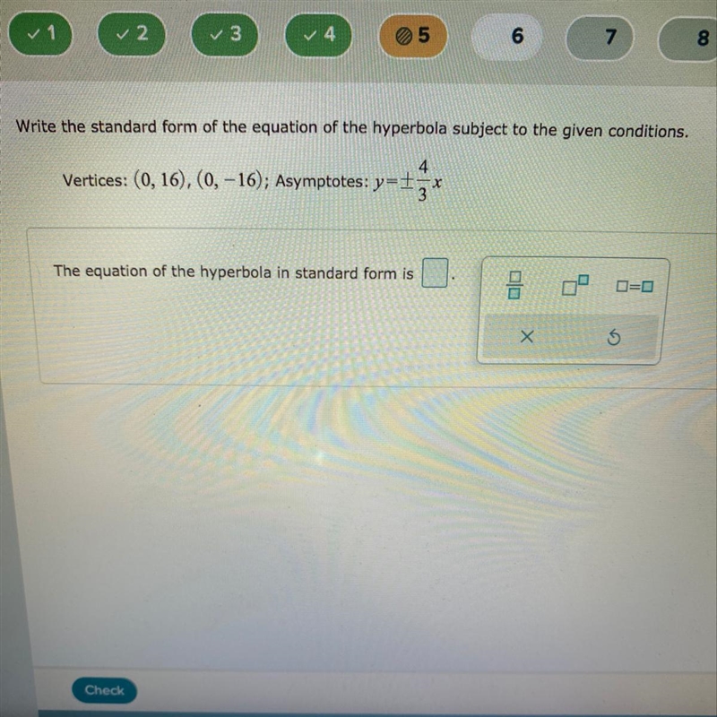 The equation of the hyperbola in standard form is?-example-1