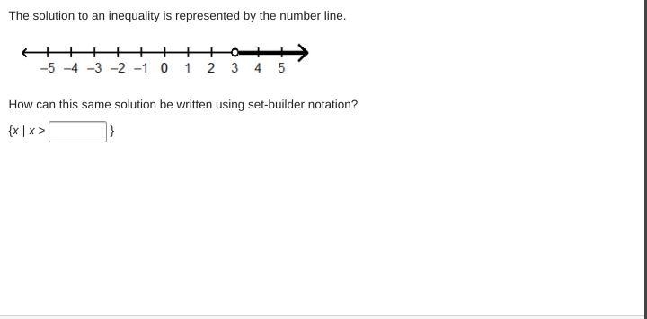 The solution to an inequality is represented by the number line. A number line going-example-1