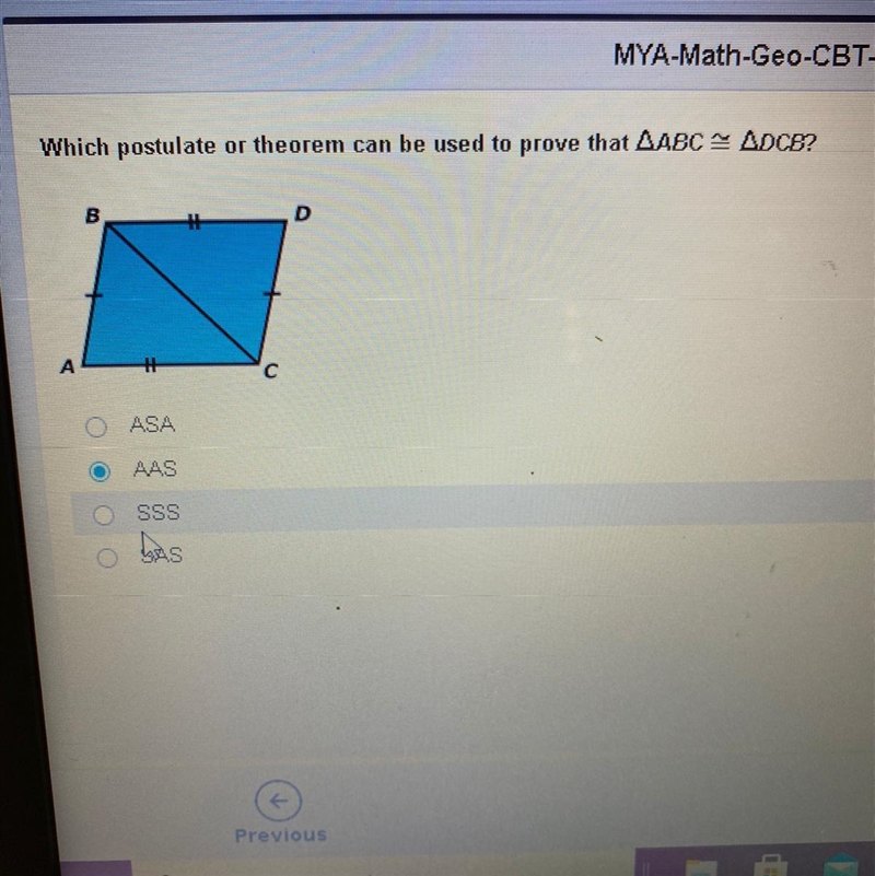 Which postulate or theorem can be used to prove ABC = DCB-example-1