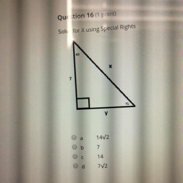 Question 16 (1 point) Solve for X using Special Rights X 13 y 1412 7 С 14 772-example-1