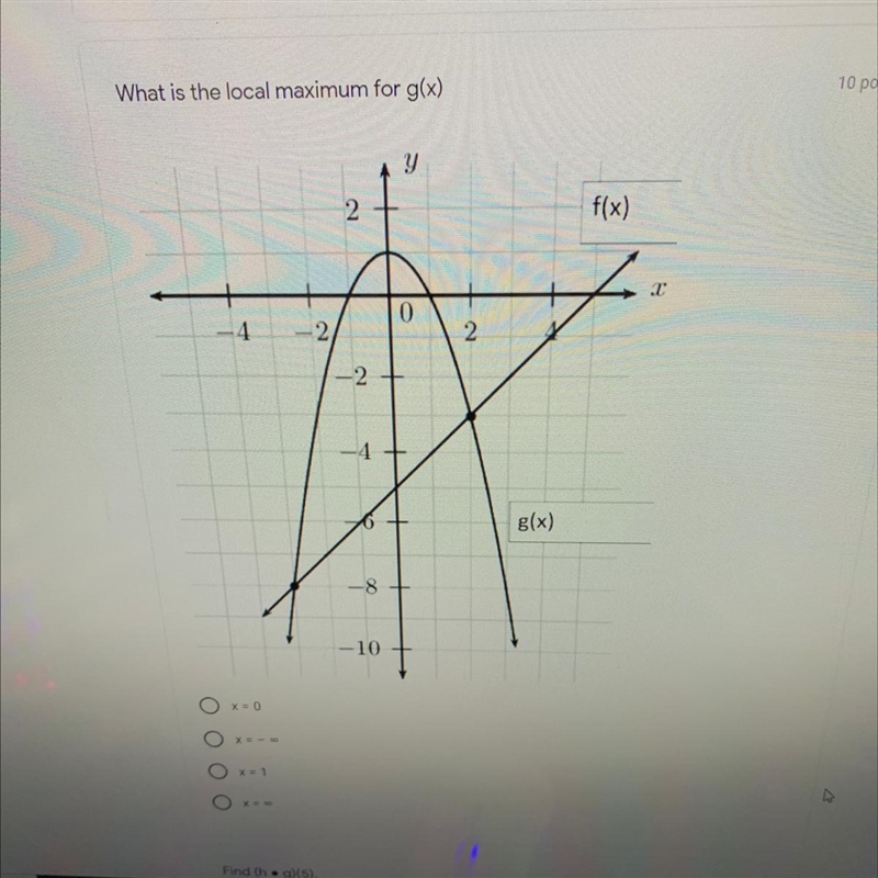 What is the maximum for g(x)-example-1