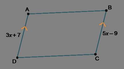 In quadrilateral ABCD, AD ∥ BC. Quadrilateral A B C D is shown. Sides A D and B C-example-1