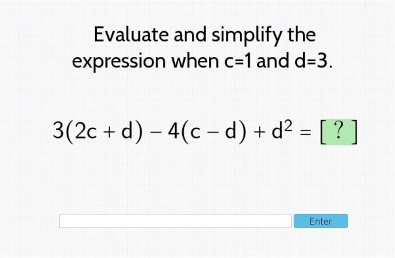 Evaluate and simplify the expression when c=1 and d=3-example-1