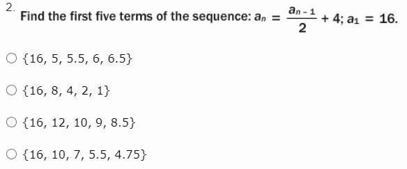 Fid the first five terms of the sequence??-example-1