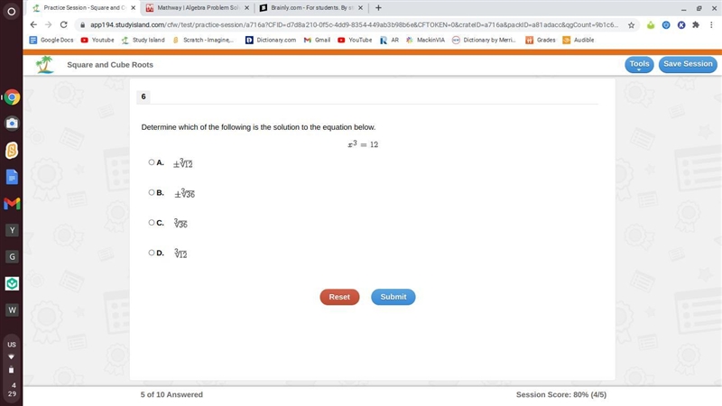 Determine which of the following is the solution to the equation below. x cubed = 12-example-1