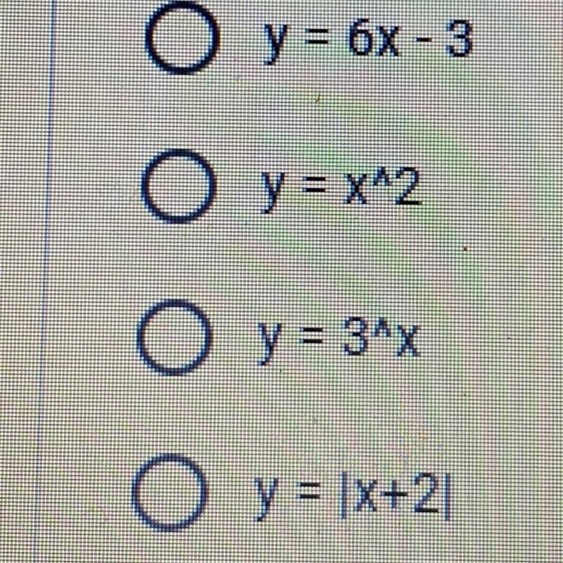 Which equation is exponential? *-example-1