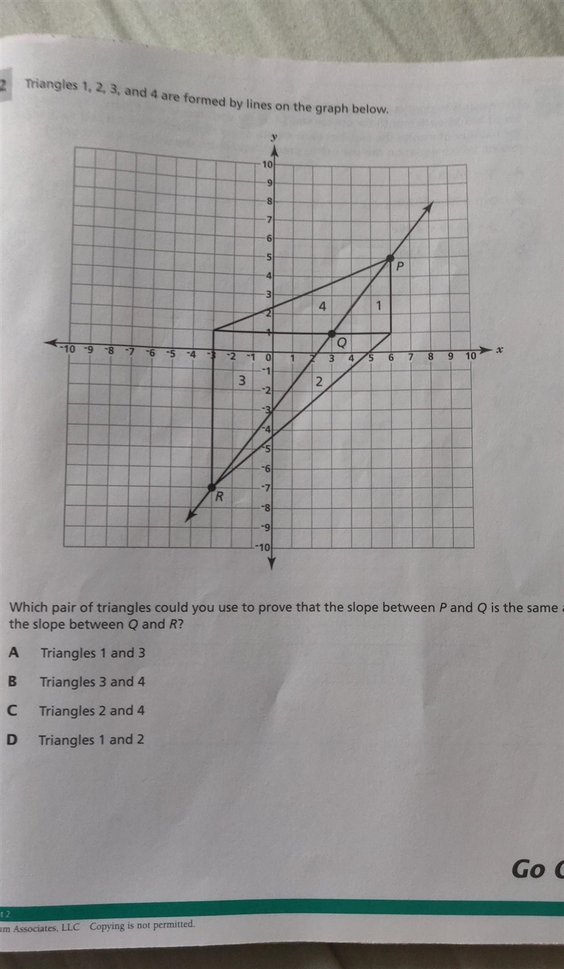 Question: Which Pair of triangles could you use to prove that the slope between P-example-1