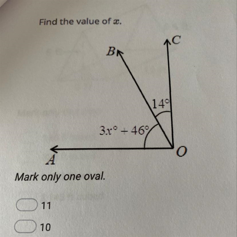 The measure of ZAOC is 90 degrees. Find the value of x.-example-1