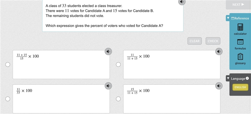 A class of 33 students elected a class treasurer. There were 11 votes for Candidate-example-1