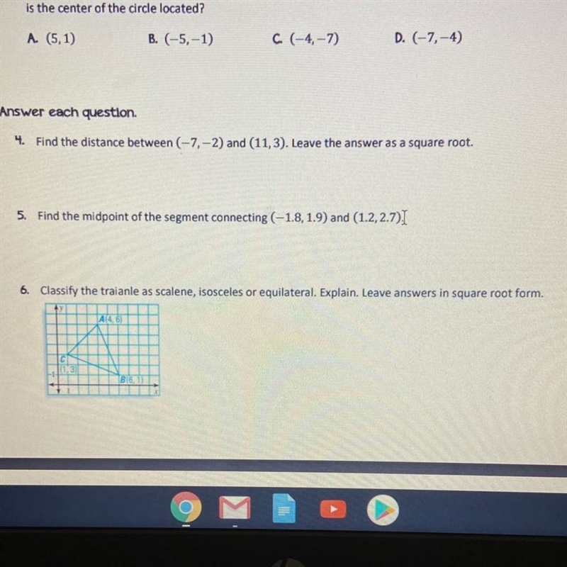 6. Classify the traianle as scalene, isosceles or equilateral. Explain. Leave answers-example-1