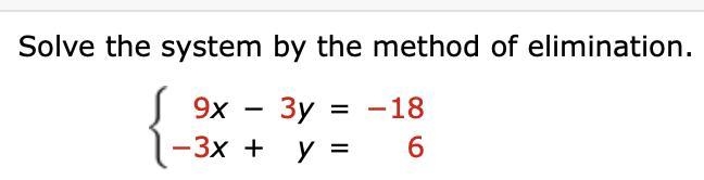 Solve the system by the method of elimination.-example-1