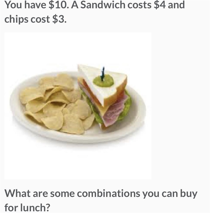 What are some combinations you can buy for lunch? How much are you spending on your-example-1