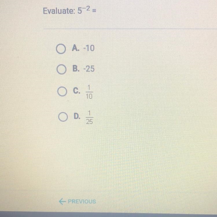 Evaluate: 5-^2 = pls help-example-1