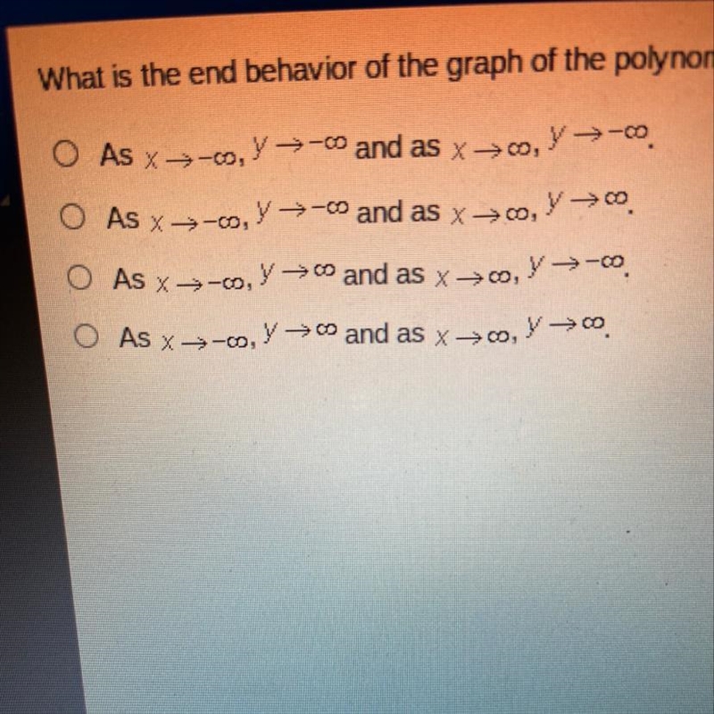 What is the end behavior of the graph of the polynomial function f(x)=3x^6+30x^5+75x-example-1