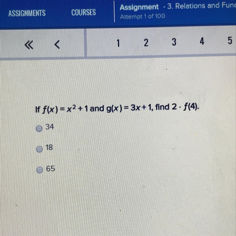 If f(x)= x2 +1 and g(x)= 3x+1, find 2 - f(4).-example-1