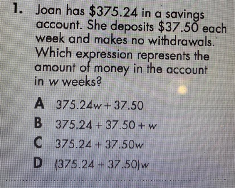 Joan has $375.24 in a savings account. She deposits $37.50 each week and makes no-example-1