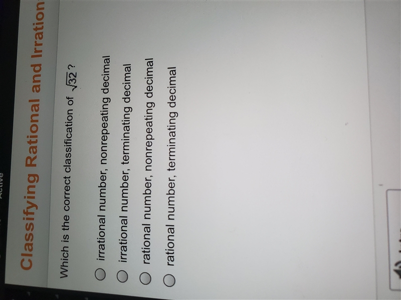 (HELP URGENT RESPOND QUICKLY) What is the correct classification of 32?-example-1