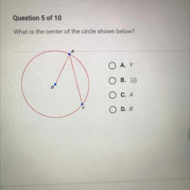 What is the center of the circle shown below?-example-1