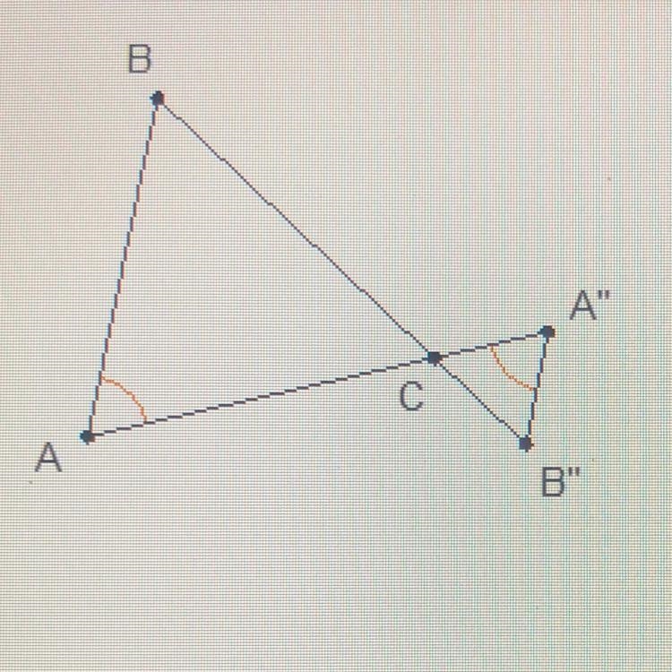 Which transformations could have occurred to map ABC to A"B"C? O a rotation-example-1