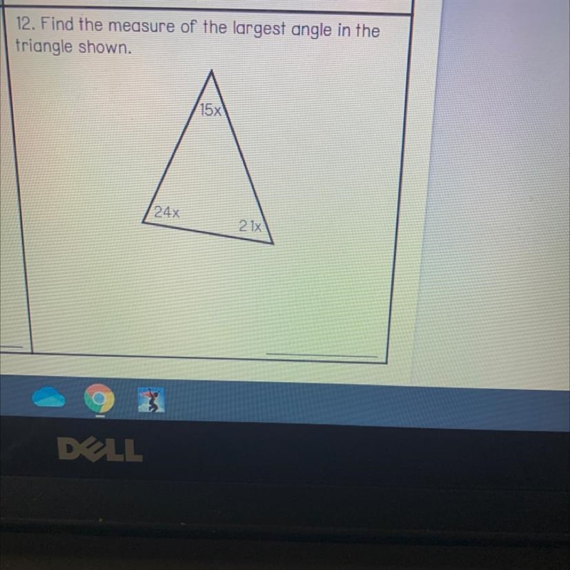 Find the measure of the largest angle 15x 24x 21x-example-1