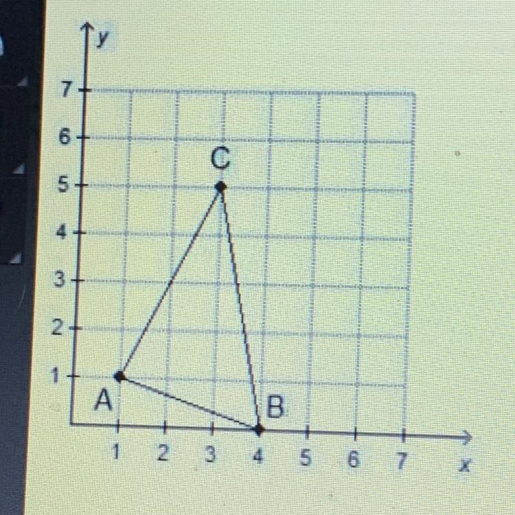 What is the area of triangle ABC? 3 square units 0 7 square units 11 square units-example-1