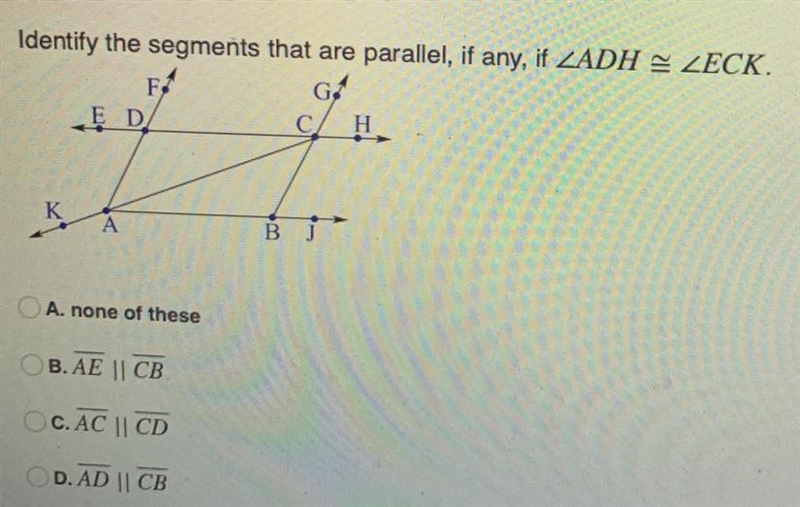 Identify the segments that are parallel, if any,-example-1