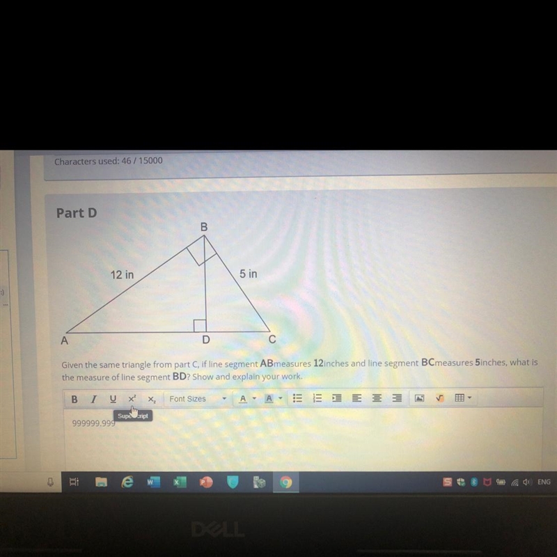 Given the same triangle from part C, if line segment AB measures 12 inches and line-example-1