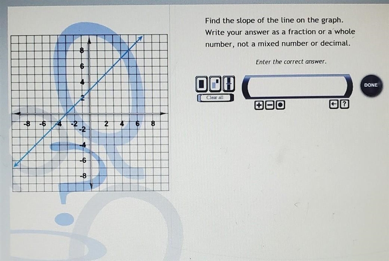 find the slope of the line on the graph. write your answer as a fraction or a whole-example-1