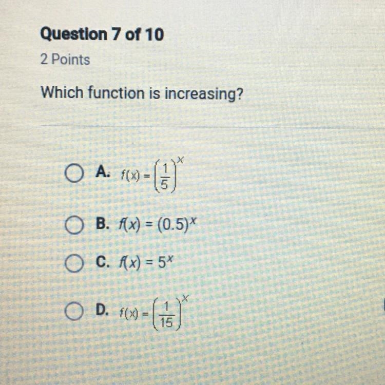 Which function is increasing?-example-1