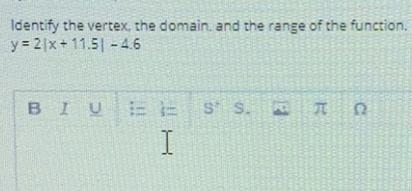 What is the vertex, domain and the range? PLEASE HELP I’m really stuck!-example-1