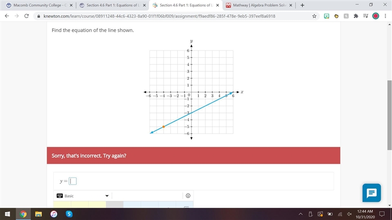 Find the equation of the line shown.-example-1