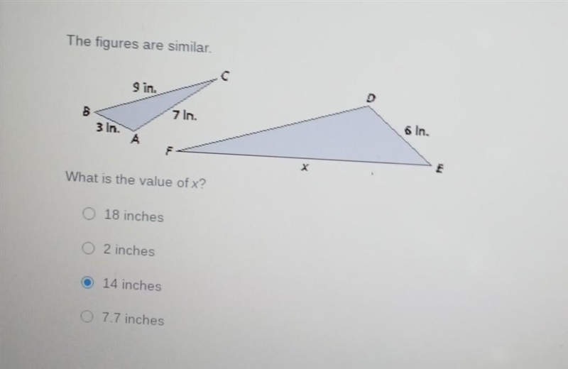 The figures are similar. What is the value of x? ​-example-1