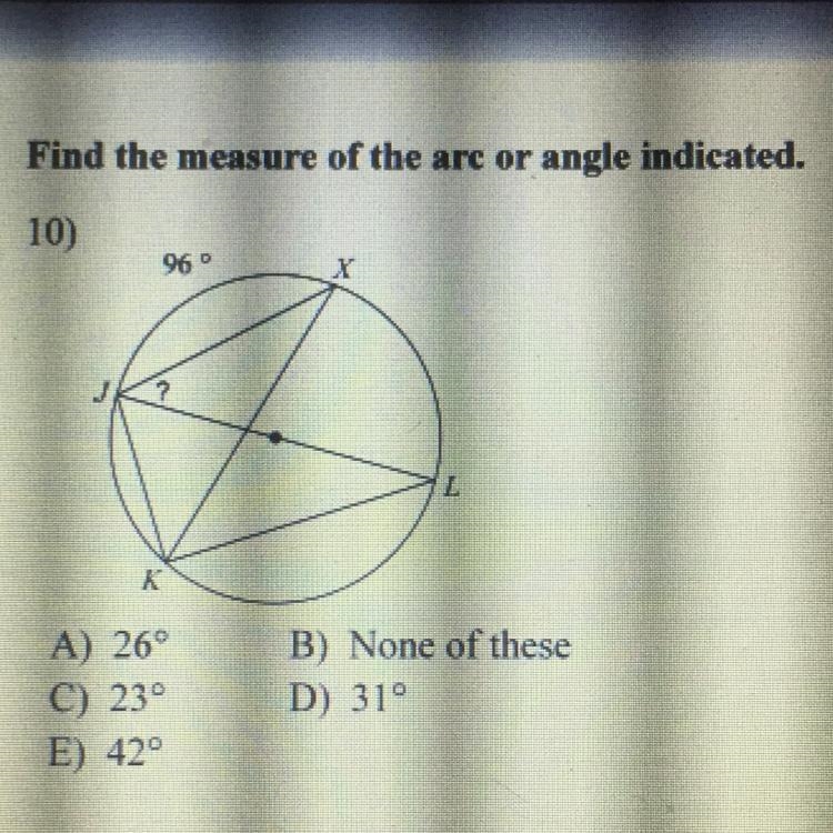 Find measure of arc or angle indicated-example-1