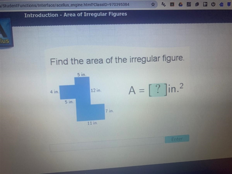 Find the area of the irregular figure-example-1