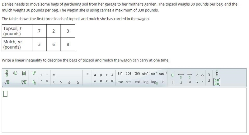 Enter the correct answer in the box. Write your answer in the form at + bm = c.-example-1