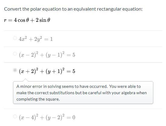 Convert the polar equation to an equivalent rectangular equation:-example-1