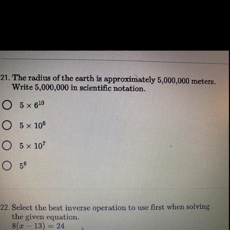 The radius of the earth is approximately 5,000,000 meters write 5,000,000 in scientific-example-1