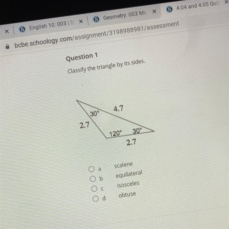 Classify the triangle by its sides.-example-1