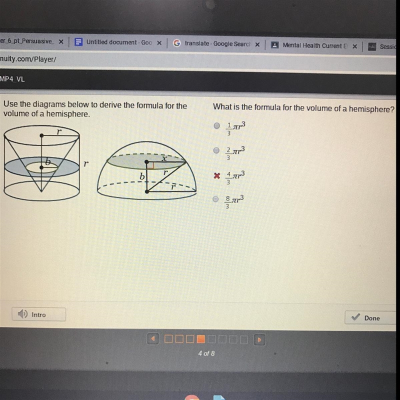 What is the formula for the volume of a hemisphere?-example-1