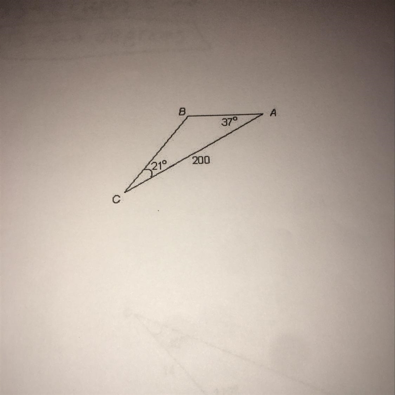 Solve the given triangle by finding the missing angle and other side lengths-example-1