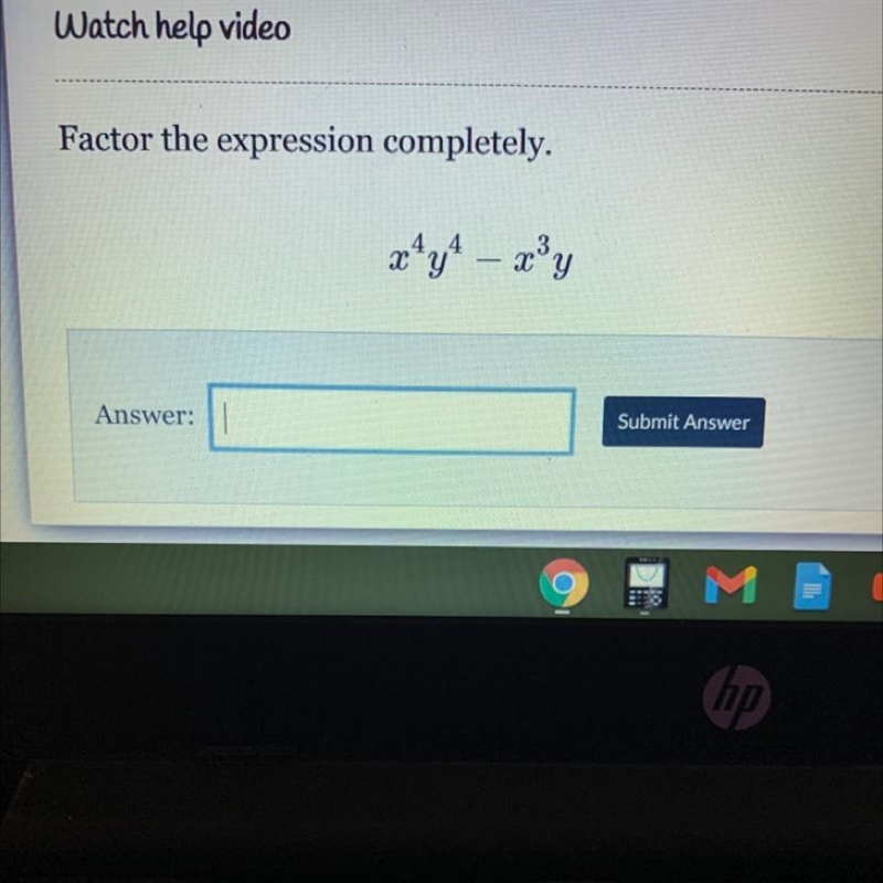 Factor the expression completely. x^4y^4 – x^3y-example-1