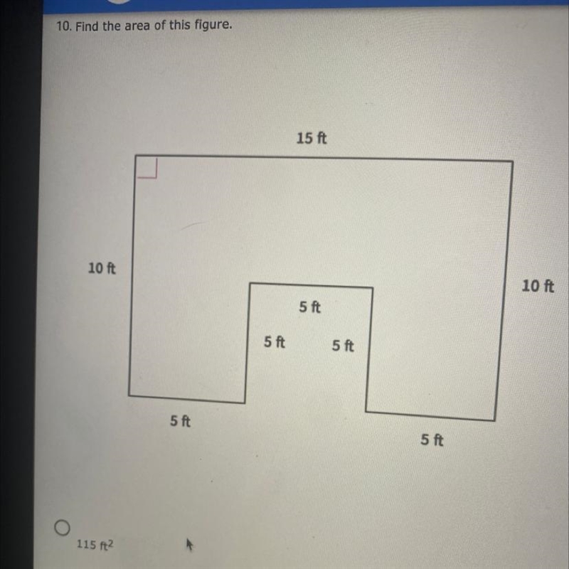 Find the area of this figure 115 ft 2 125 ft 2 60 ft 2 100 ft 2-example-1