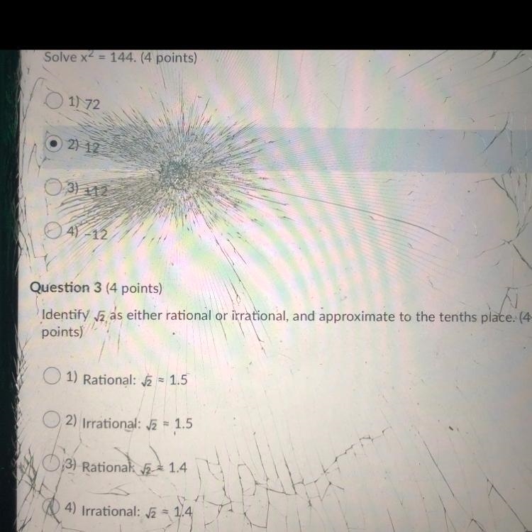 HELPPP . sorry for cracked. screen.. Identify w as either rational or irrational , and-example-1